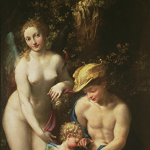 Venus with Mercury and Cupid ( The School of Love ), c. 1525 (oil on canvas)