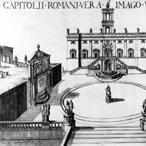 View of the Capitoline in Rome, 1600 (etching)