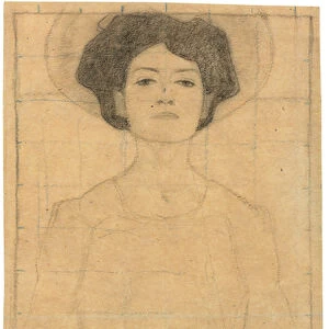 Young woman with hat (Gertrude Schiele), 1909 (charcoal & crayon on paper)