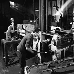 The process of forging heads at the Edgar Allen Steel Foundry, Sheffield, South Yorkshire, 1962