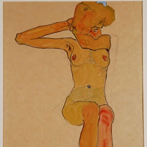 Seated Female Nude with Raised Arm (Gertrude Schiele)