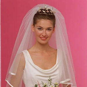 Brides Wedding Make Up Feature July 1999 Model wearing Wedding Dress