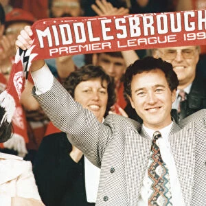 Middlesbrough chairman Steve Gibson celebrates promotion to the Premier League. May 1993