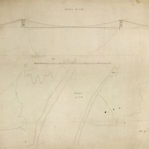 Clifton Suspension Bridge competition drawing 1, by Isambard Kingdom Brunel